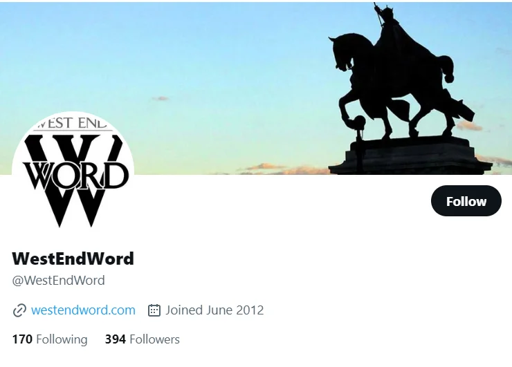 West End Word twitter profile screenshot
