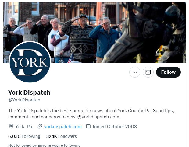York Dispatch twitter profile screenshot