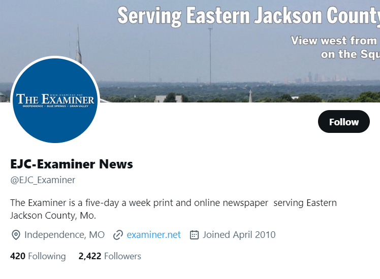 The Examiner News twitter profile screenshot
