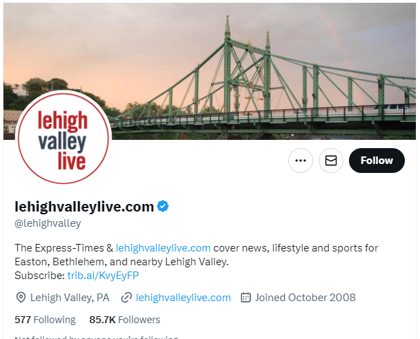 lehighvalleylive.com twitter profile screenshot
