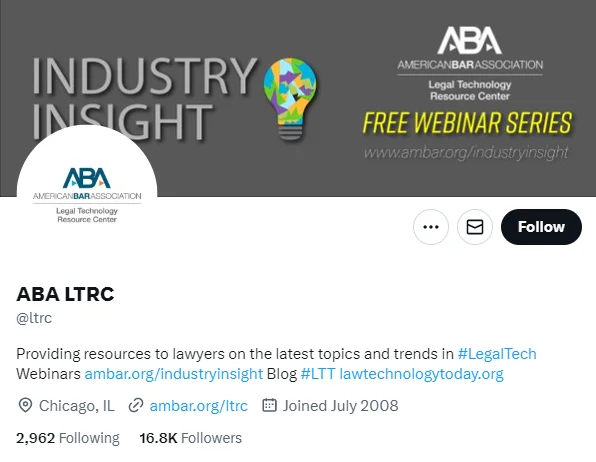 ABA LTRC twitter profile screenshots