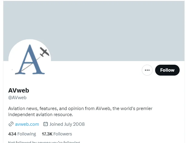 AVweb twitter profile screenshots