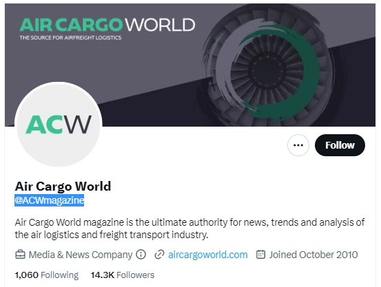 Air Cargo World twitter profile screenshot