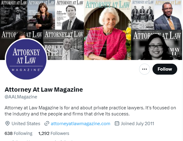 Attorney At Law Magazine twitter profile screenshots
