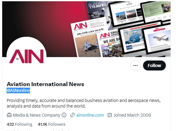 Aviation International News twitter profile screenshot