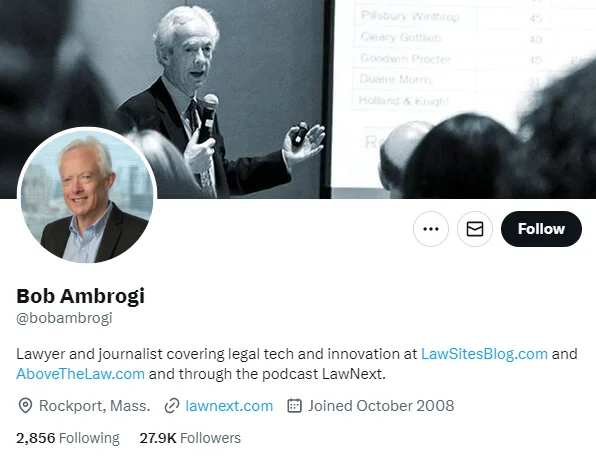 Bob Ambrogi twitter profile screenshots