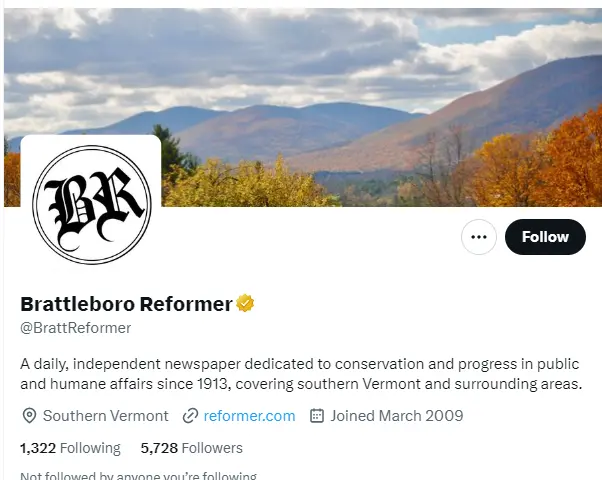 Brattleboro Reformer twitter profile screenshot