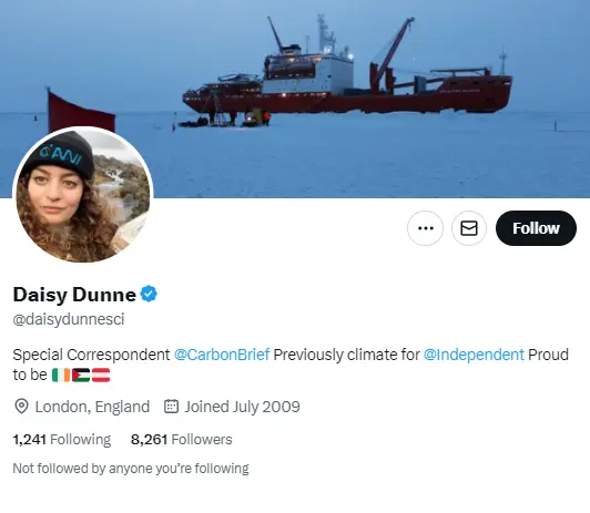 Daisy Dunne twitter profile screenshot