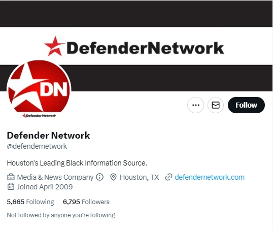 Defender Network twitter profile screenshot