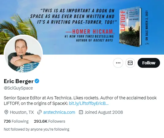 Eric Berger twitter profile screenshot