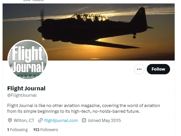 Flight Journal twitter profile screenshots