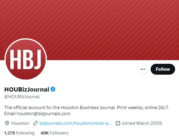 HOUBizJournal twitter profile screenshot