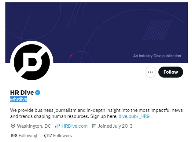 HR Dive twitter profile screenshot
