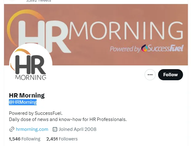 HR Morning  twitter profile screenshot