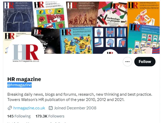 HR magazine twitter profile screenshot