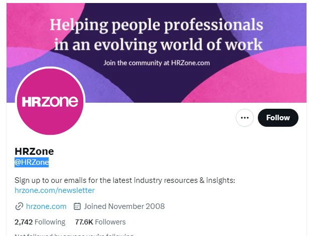 HRZone twitter profile screenshot