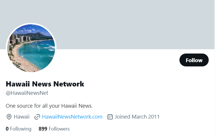 Hawaii News Network twitter profile screenshot