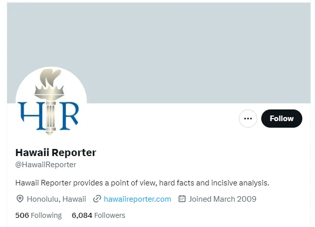 Hawaii Reporter twitter profile screenshot