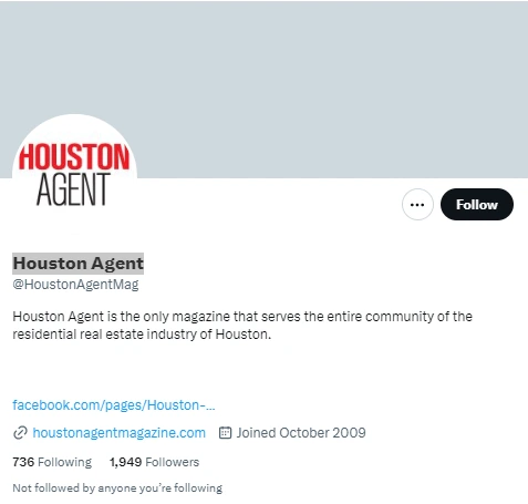 Houston Agent twitter profile screenshot