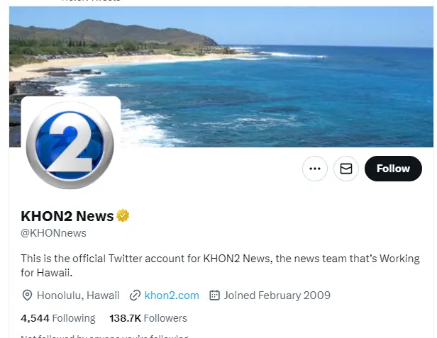 KHON2 News twitter profile screenshot