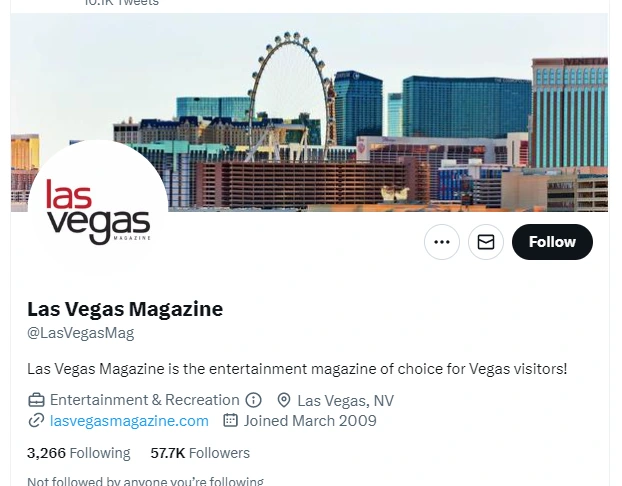 Las Vegas Magazine twitter profile screenshots