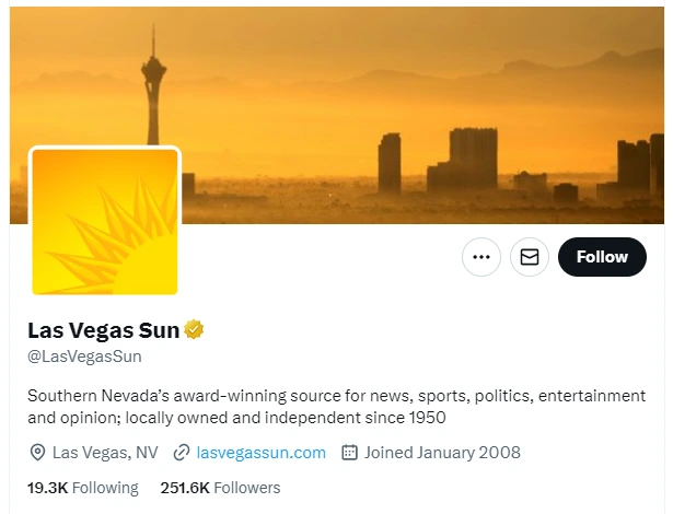 Las Vegas Sun twitter profile screenshots