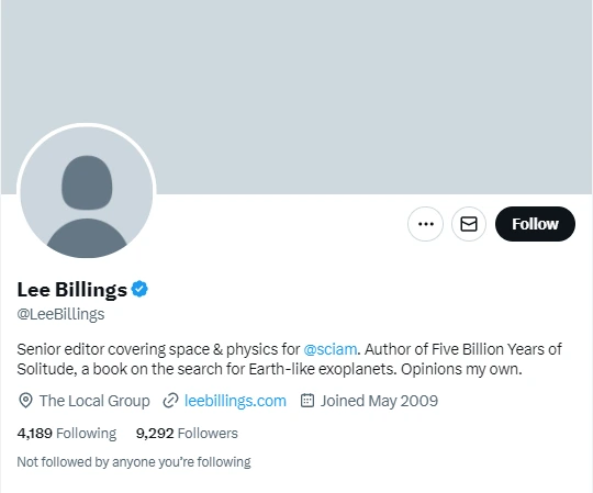 Lee Billings twitter profile screenshot