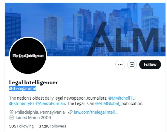 Legal Intelligencer twitter profile screenshots