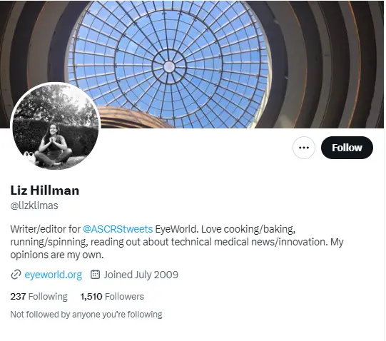 Liz Hillman twitter profile screenshot