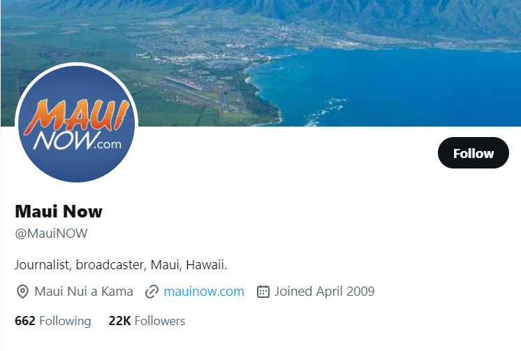 Maui Now twitter profile screenshot