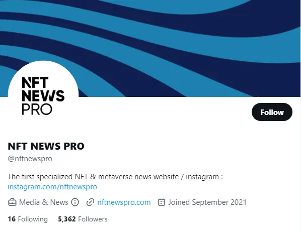 NFT NEWS PRO twitter profile screenshot