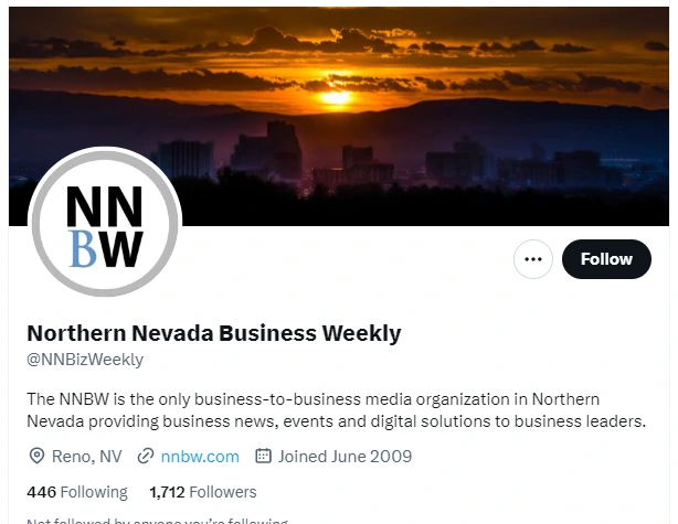 Northern Nevada Business Weekly twitter profile screenshots