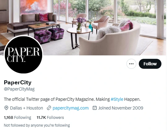 Paper City twitter profile screenshot