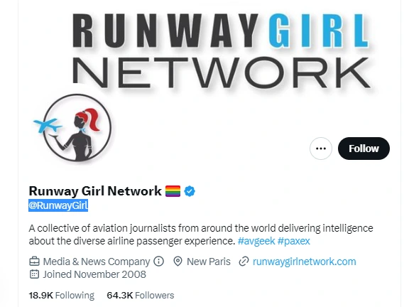  Runway Girl Network twitter profile screenshot