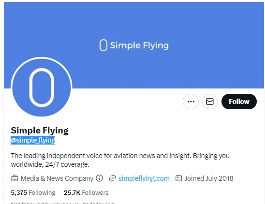 Simple Flying twitter profile screenshot
