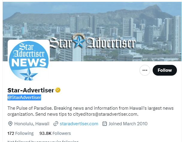 Star-Advertiser twitter profile screenshot