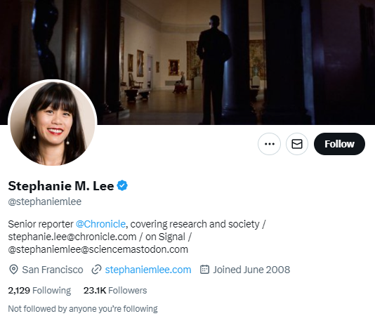 Stephanie M. Lee twitter profile screenshot