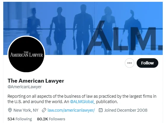 The American Lawyer twitter profile screenshots