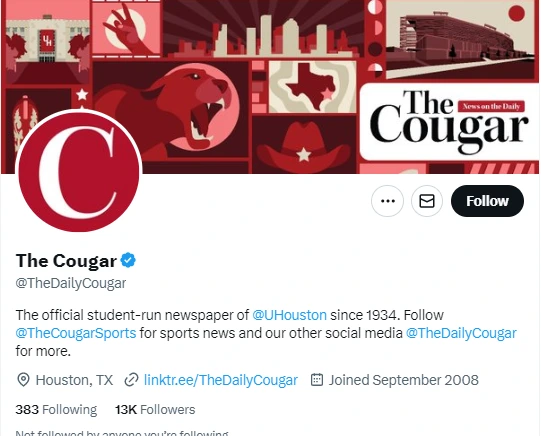The Cougar twitter profile screenshot