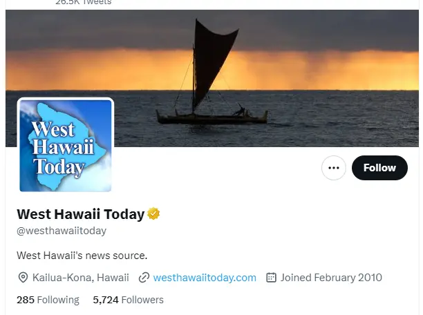 West Hawaii Today twitter profile screenshot