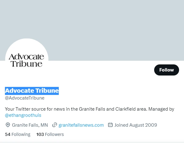 Advocate Tribune twitter  profile screenshot