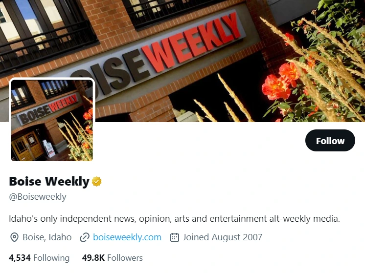 Boise Weekly twitter profile screenshot