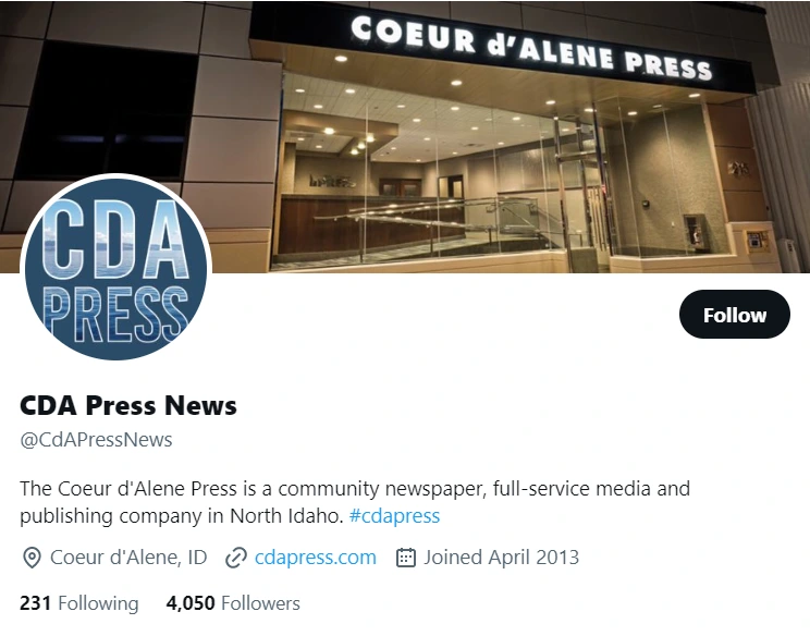 CDA Press News twitter profile screenshot