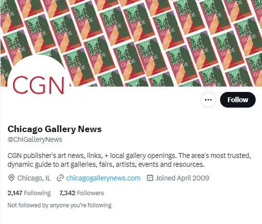 Chicago Gallery News twitter profile screenshot