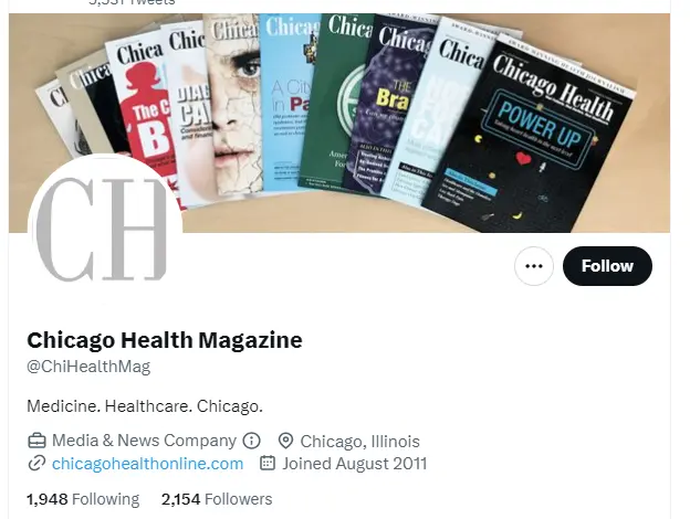 Chicago Health twitter profile screenshot