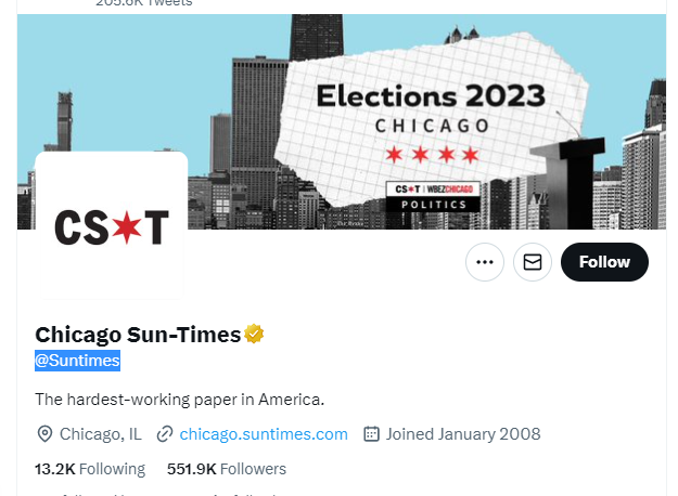 Chicago Sun-Times twitter profile screenshot