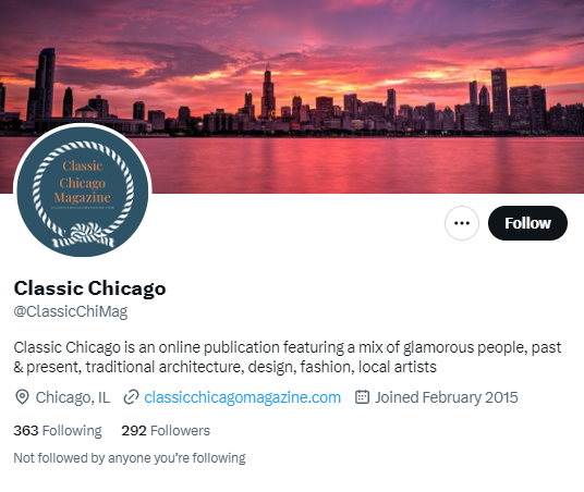 Classic Chicago twitter profile screenshot