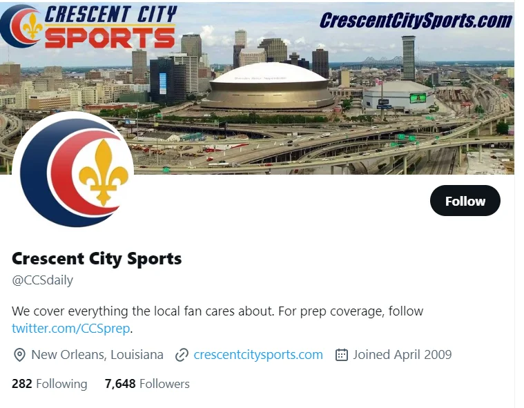Crescent City Sports twitter profile screenshot
