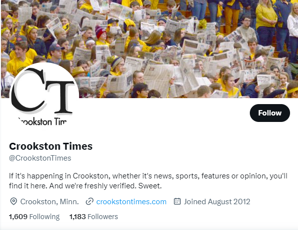 Crookston Times twitter profile screenshot