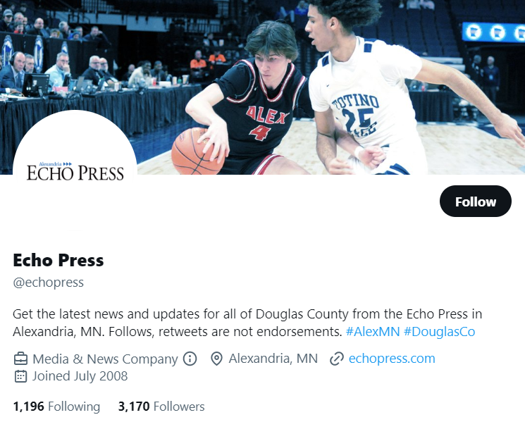Echo Press twitter profile screenshot
